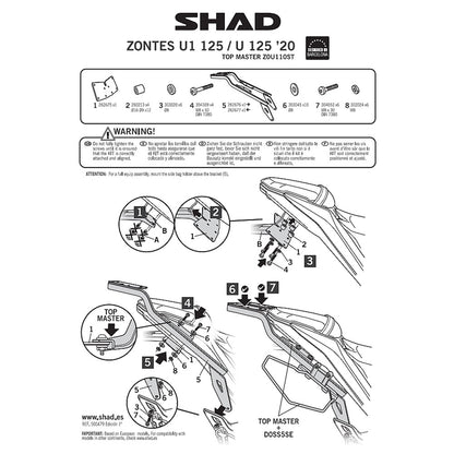 Zontes ZT125 U (20-22) SHAD Top Box Bracket Fitting Kit