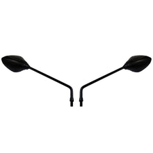 Black Long Arm Teardrop Handlebar Mirrors Pair 10mm Thread