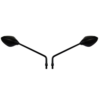 Black Long Arm Teardrop Handlebar Mirrors Pair 10mm Thread