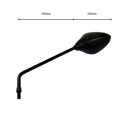 Black Long Arm Teardrop Handlebar Mirrors Pair 10mm Thread