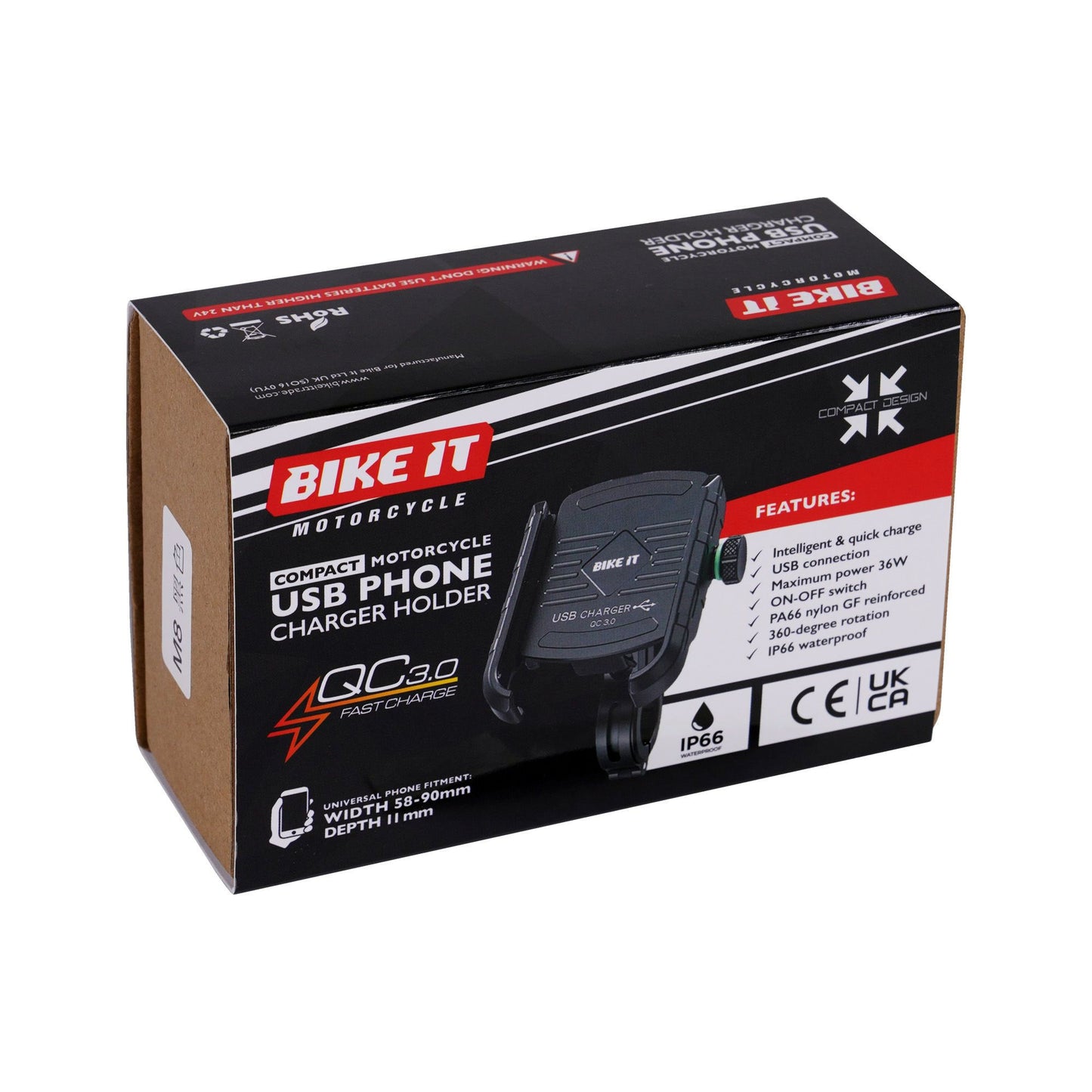 Bike It Pro2 USB Phone Charger Holder QC3.0