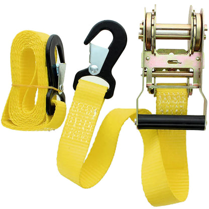 Auto Tightening Compact SuperTieDown 1.5in x 8ft Strap With Flat Snap Hook