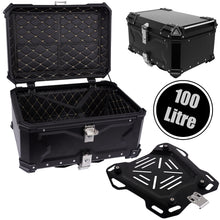 100L Bike-It Aluminium Top Box Black with Mounting Plate