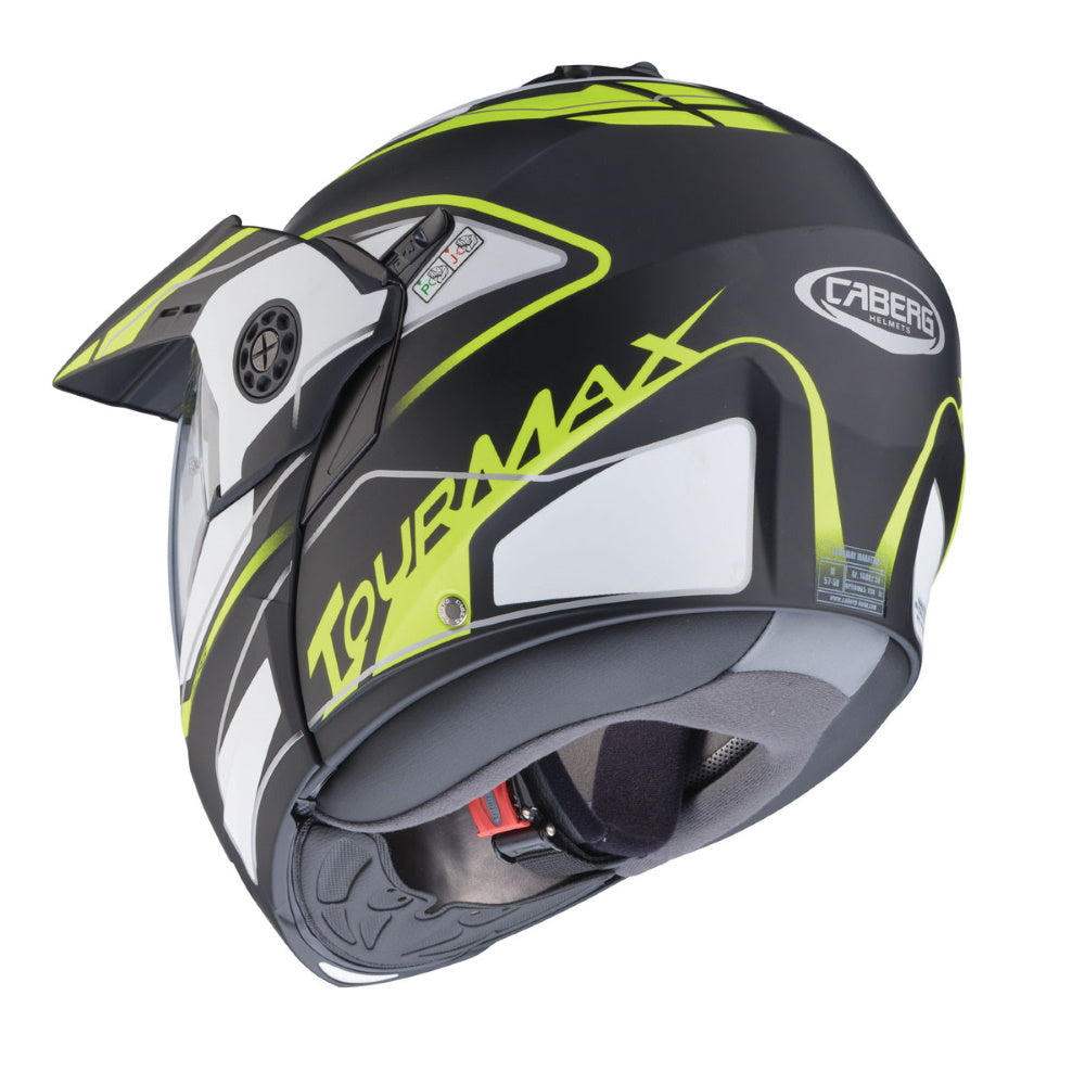 Caberg Tourmax Marathon Matt Black White Yellow Flo Flip Front Helmet