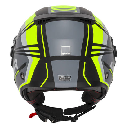Spada Lycan Strobe Matt Black Yellow Open Face Helmet