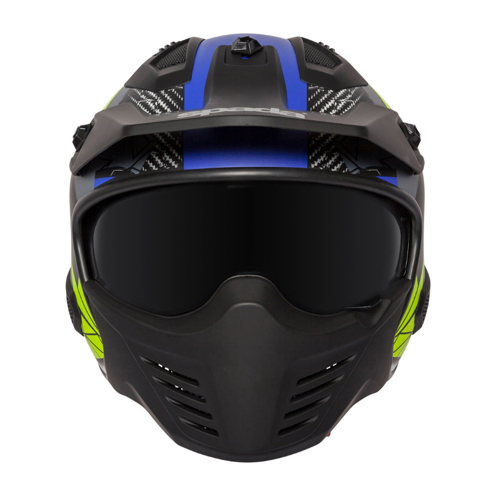 Spada Storm Matt Black Blue Flo Open Face Helmet