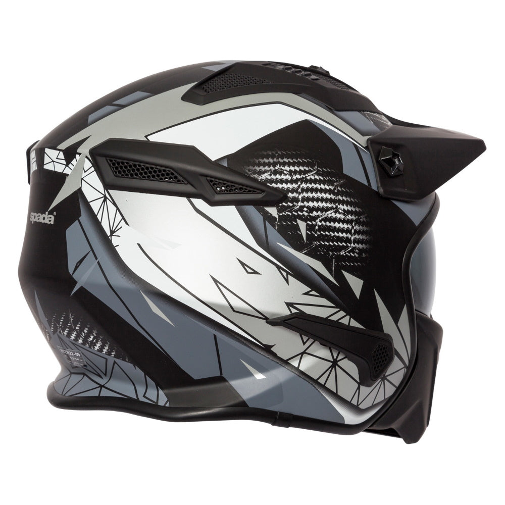 Spada Storm Matt Black Grey Silver Open Face Helmet