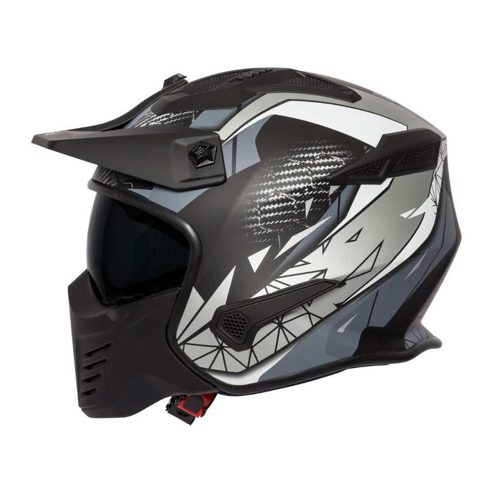 Spada Storm Matt Black Grey Silver Open Face Helmet