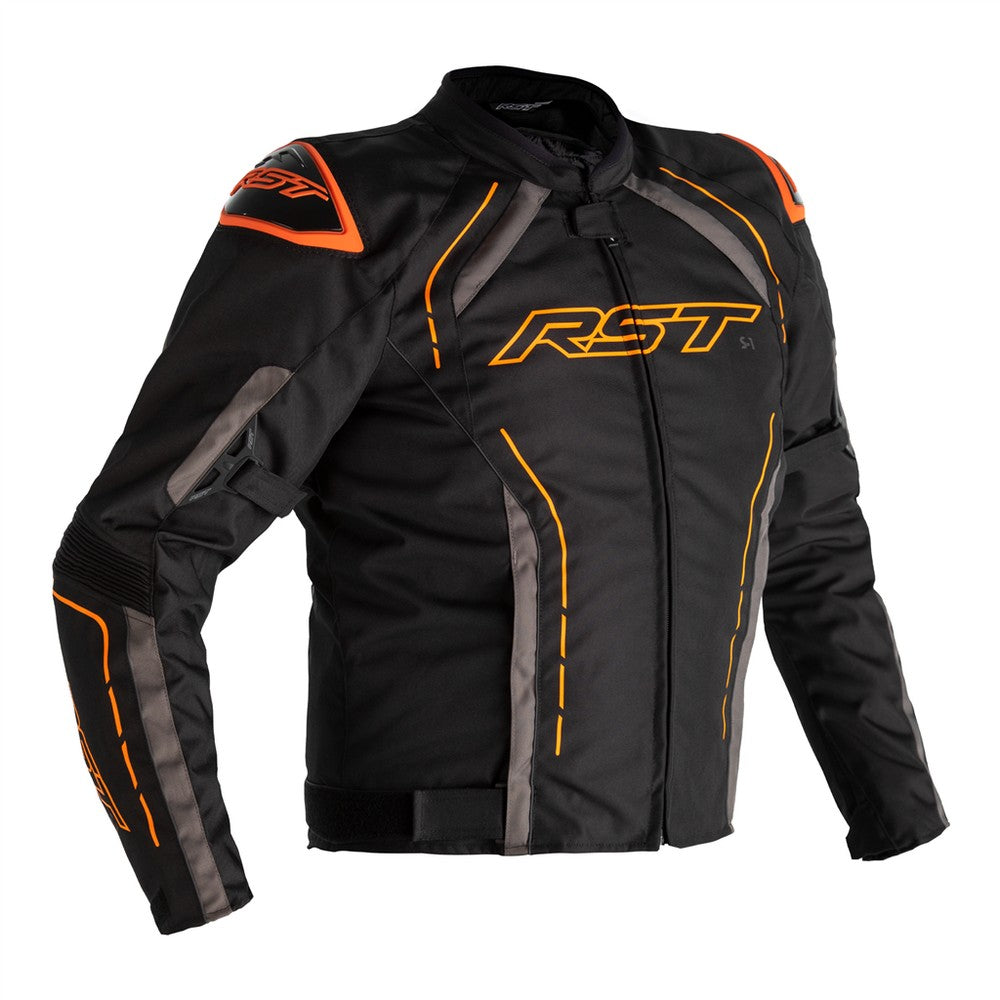 RST S-1 CE Textile Jacket Black Grey Neon Orange
