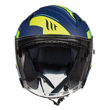 MT Avenue Sideway Matt Blue Green Fluo Yellow Open Face Helmet