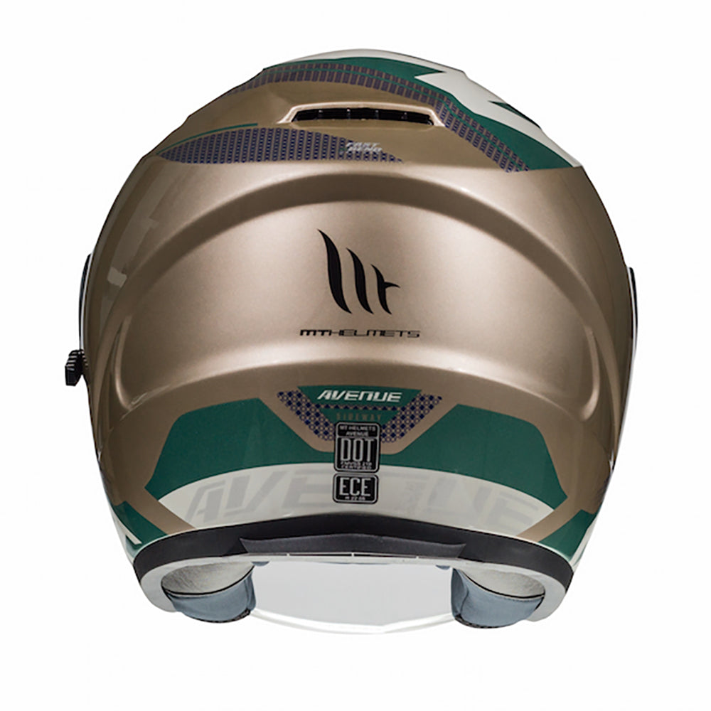 MT Avenue Sideway Gold Green Open Face Helmet