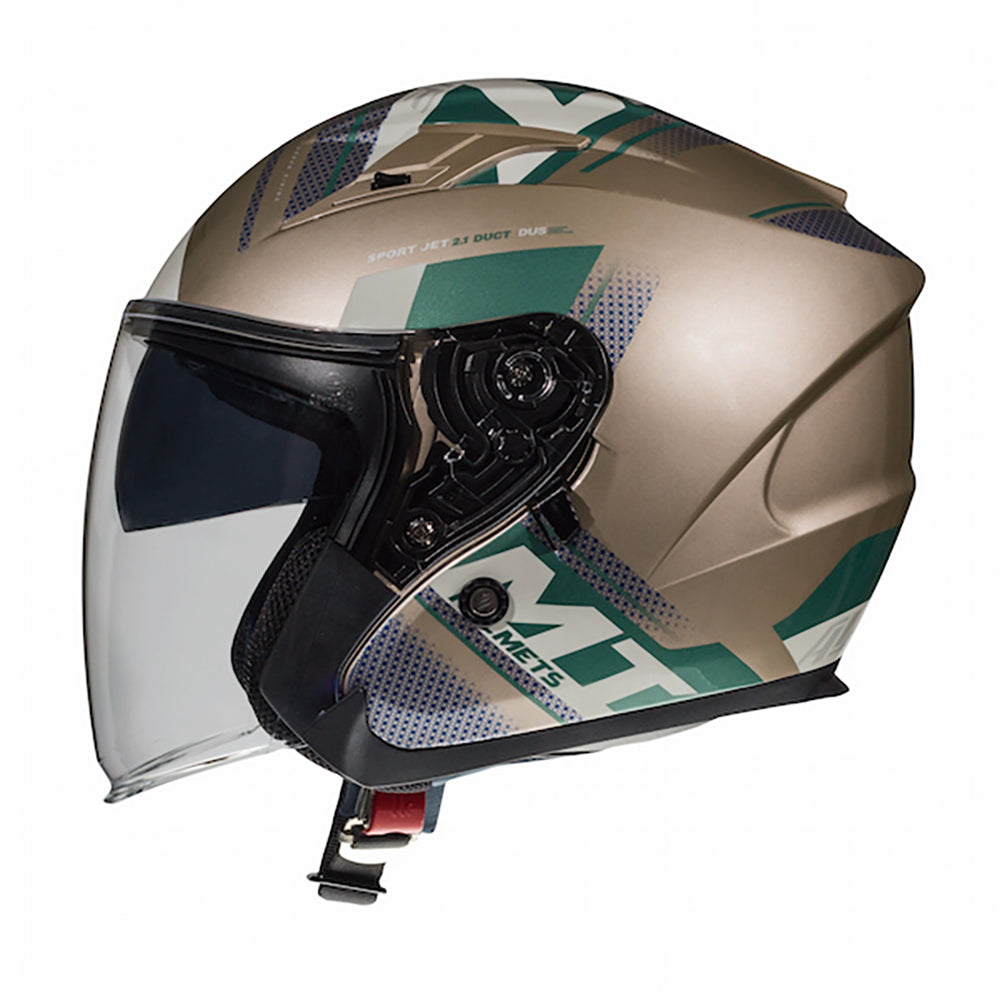 MT Avenue Sideway Gold Green Open Face Helmet