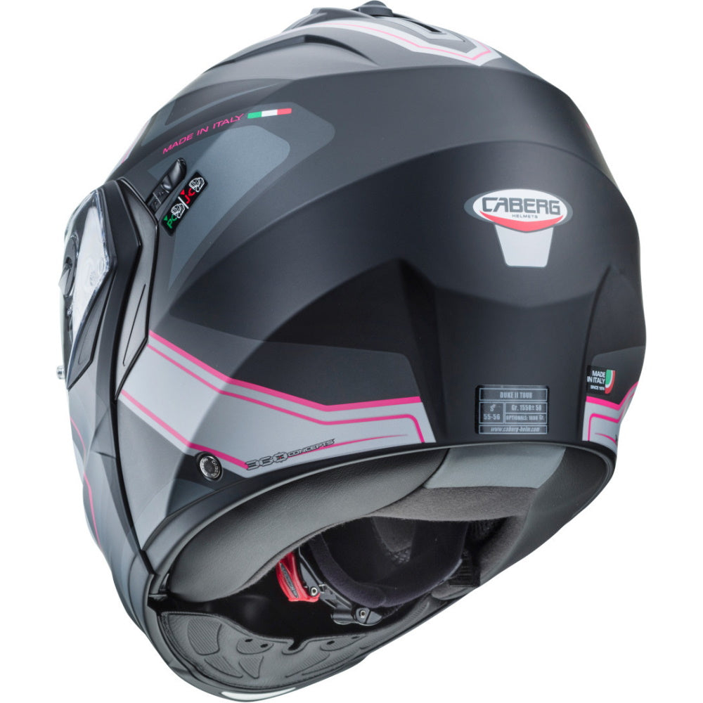 Caberg Duke II Tour Matt Black Pink Anthracite Silver Flip Front Helmet