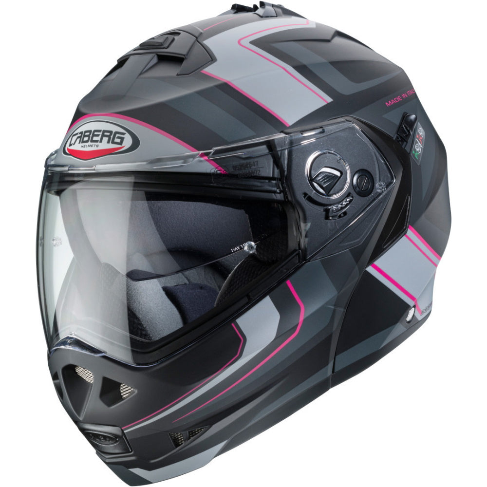 Caberg Duke II Tour Matt Black Pink Anthracite Silver Flip Front Helmet