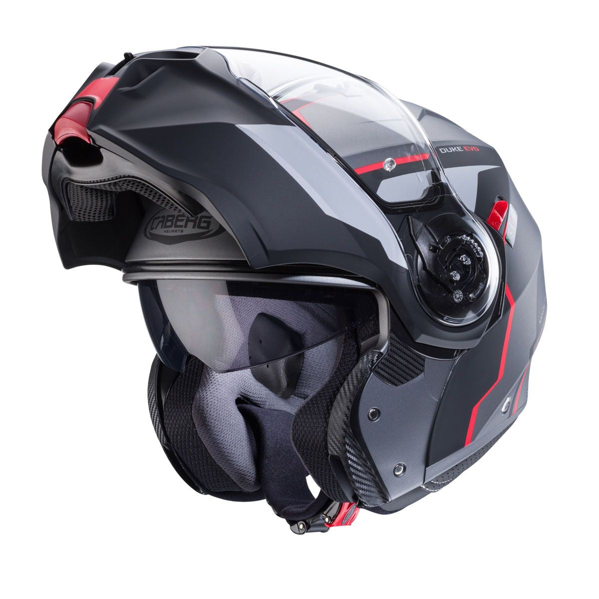Caberg Duke Evo Move Gun Black Red Flip Front Helmet
