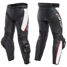 Dainese Delta 3 Leather Pants Motorcycle Bike Trousers Black White