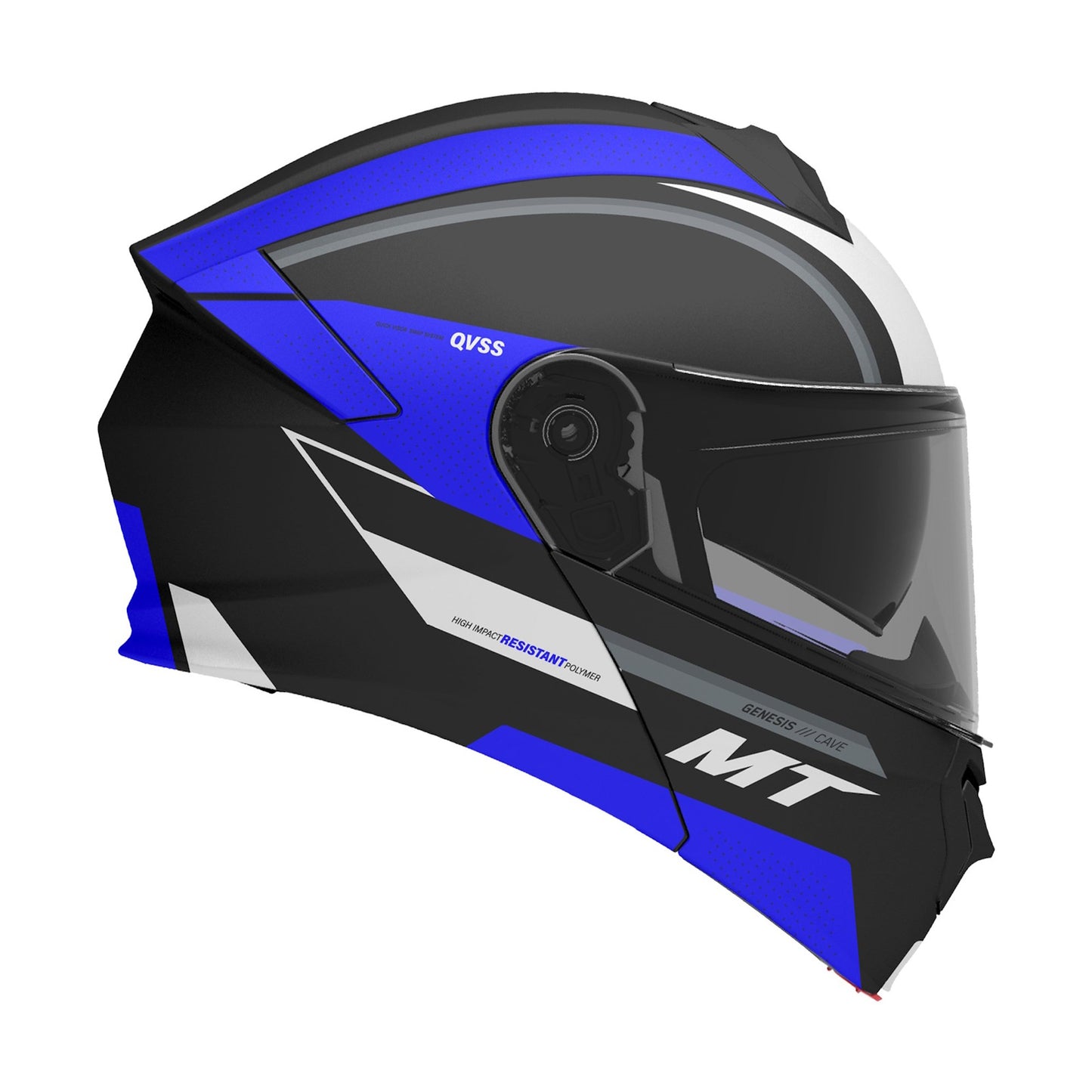MT Genesis SV Cave A7 Matt Black Blue Flip Front Helmet