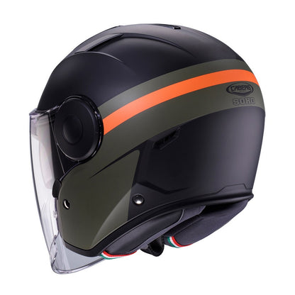 Caberg Soho Zephir Matt Black Military Green Orange Open Face Helmet