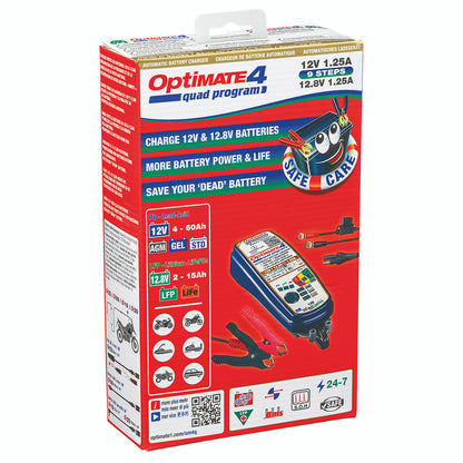 Optimate 4 Quad Program 12v Motorcycle Battery Charger Optimiser SAE Connector