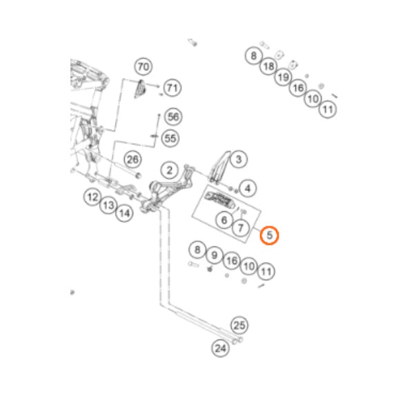 90103040033 KTM Duke 125/200/390 RC 125/200/390 Genuine Footrest Front Left